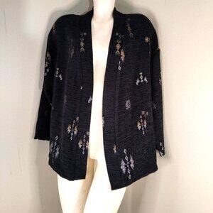 LA FEE MARABOUTEE Black textured Open Front Jacket 40 L